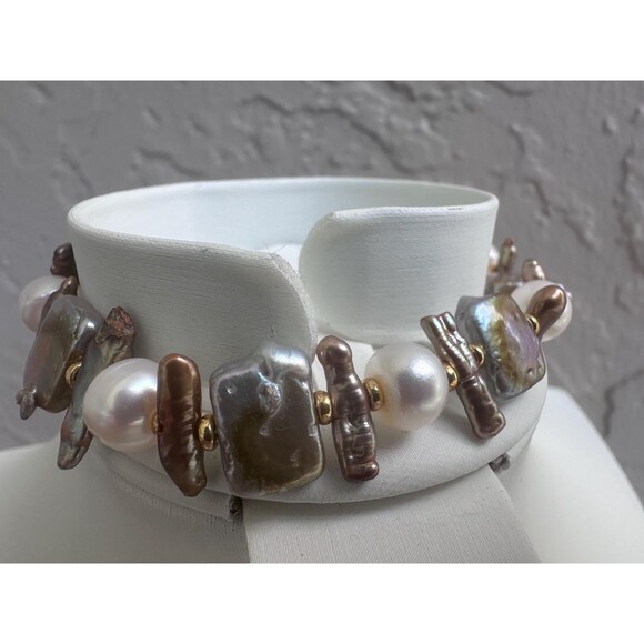 22 Mixed Baroque Pearl Necklace Bracelet Earrings Set Gold Plated - Picture 10 of 16